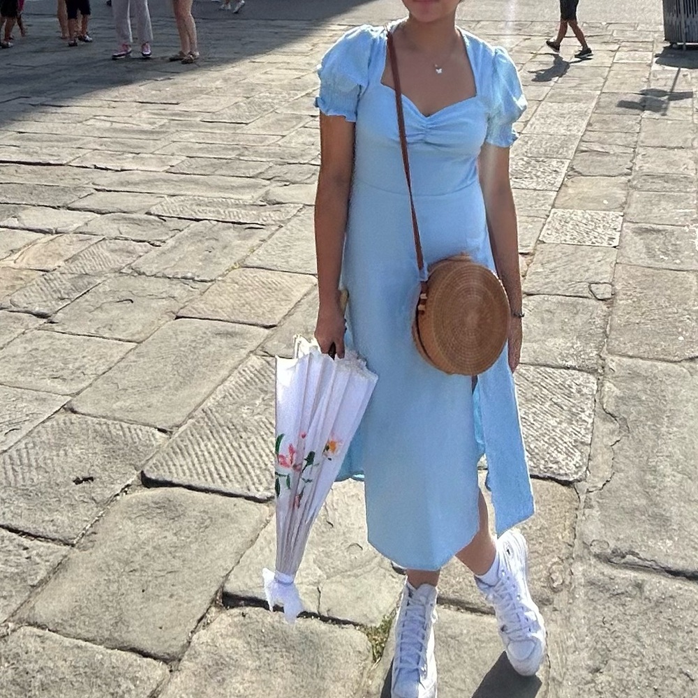 Cider Light Blue Midi Dress